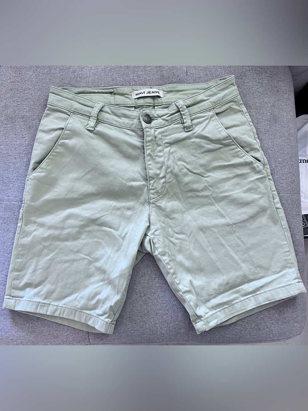 Mavi Men's Light Sage Green Flat Front Shorts